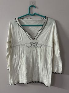 white bow y2k top