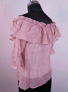 Peach Bardot Top