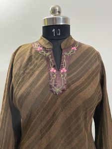 Embroidered Brown Kurta