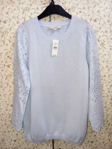 LOFT Sweater NWOT eyelet sleeves
