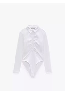 Zara White Fitted Collar Top