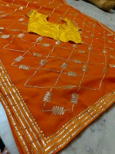 Marwadi style Orange Saree with Blouse