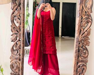 Maroon Colored Embroidered Sequence Kurta!!!