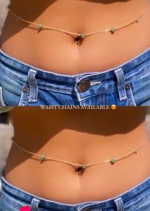 Gold & Green Beaded Waist Chain