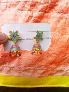 Vibrant Floral Jhumka Earrings