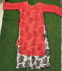 Elegant Red and Floral Kurti Set