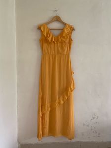 Yellow Ruffle Detail Maxi Dress