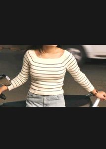 Striped Square Neck Top