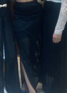 Black Slit Pencil Skirt