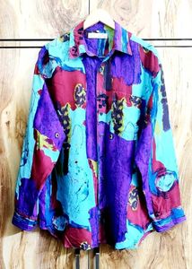 Colorful Abstract Print Shirt Size-44
