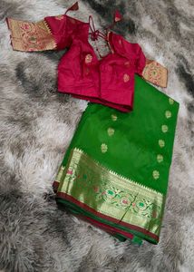 green banarasi saree