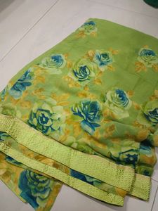 Elegant Green Floral Saree