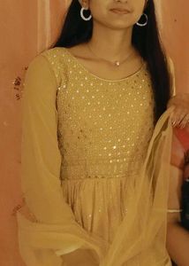 Yellow Embellished Anarkali Dress