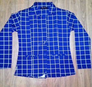 Chic Blue Grid Blazer