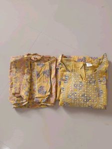 Yellow Printed Kurta Set