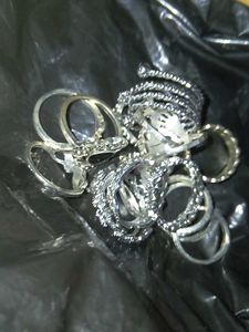 Silver &amp; Black Statement Ring Set