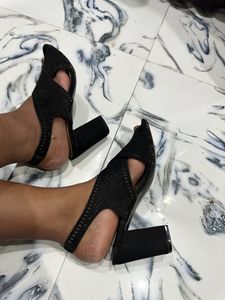 Black Suede Block Heels