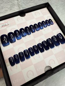 Navy Blue Cat Eye Press On Nails
