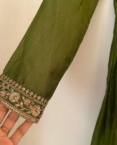 Regal Olive Anarkali set