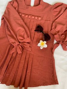 Pleated Sleeve Tie Top