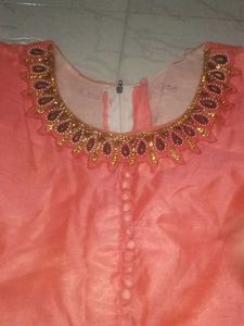 Pink And Navy Blue Anarkali Suit Set