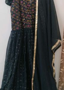 Black Embellished Anarkali Suit