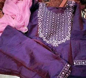 Purple Embroidered Indian Suit Set
