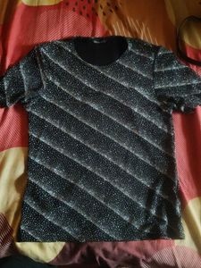 Sparkly Striped Short Sleeve Top