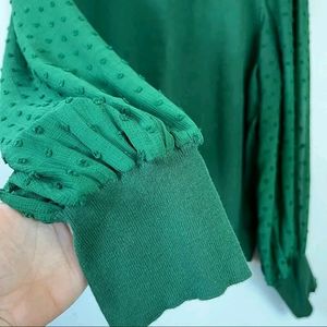 Green Regular Sleeves Woolen Top