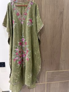 Embroidered Olive Green Kaftan