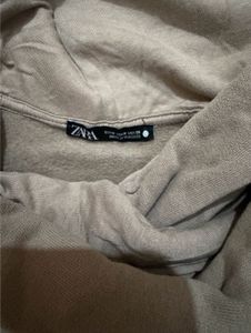 Beige Cropped Hoodie