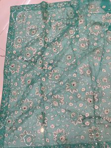 Elegant Teal Floral Dupatta