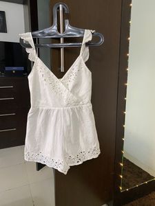 White Chickankari Romper