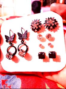 Earings And Studs Black Combo