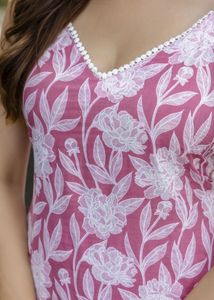 Floral Print Pink Kurta