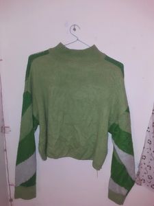 H&amp;M Y2K CROPPED GREEN BUTTERFLY JUMPER SALE