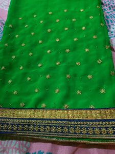 Green Navyblue Beautiful Geogergette Saree