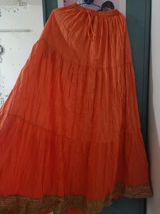 Golden Wrk Lace And Orang Skirt