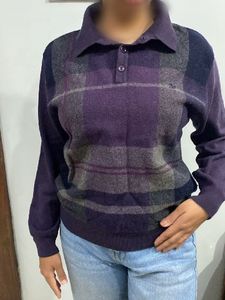 Purple Plaid Knit Polo