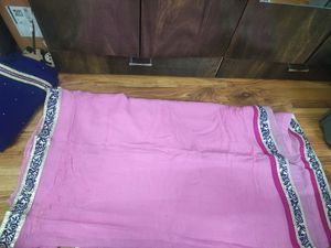 Fresh Pink Saree With Designer Blouse