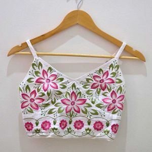 Embroidered Floral Crop Top