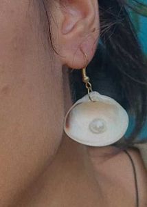 Seashell Pearl Drop Earrings