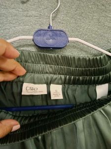 Green Satin Cargo Pants