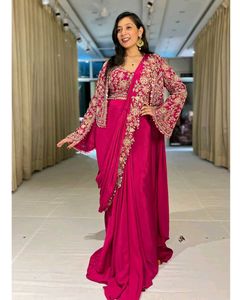 Pre Draped Indo Western Saree With Jacket
