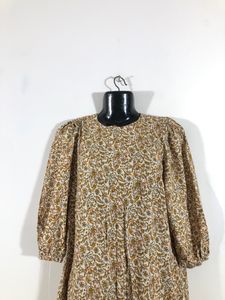 Cream Printed A-Line Dress(Women’s)