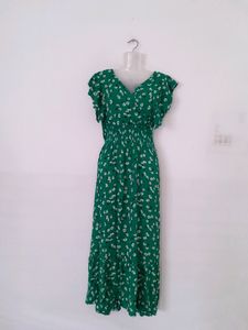 Green Printed Dress (Women's)
