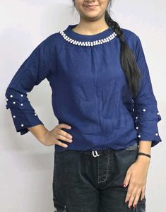 Blue Pearl Top Long Sleeve