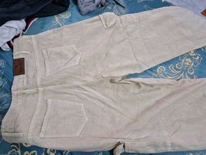 Beige Corduroy Cargo Pants