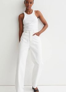 H&amp;M Women White 90s Baggy Ultra High Waist Jeans