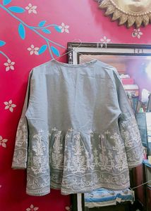 Light Grey Embroidered Top
